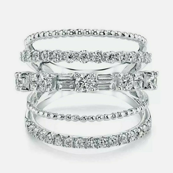 FIRM WHITE SAPPHIRE SilverMULTI LAYERED RING